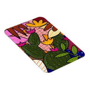 Abstract tropical leaves and flowers magnet