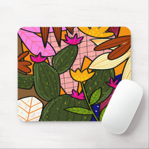 Abstract tropical leaves and flowers mouse pad