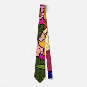 Abstract tropical leaves and flowers  neck tie