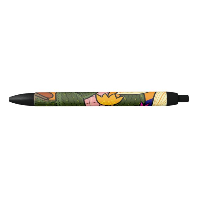 Abstract tropical leaves and flowers  pen (Front)