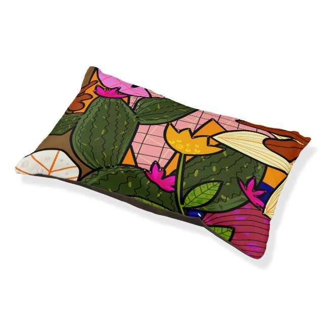 Abstract tropical leaves and flowers  pet bed (Angled)