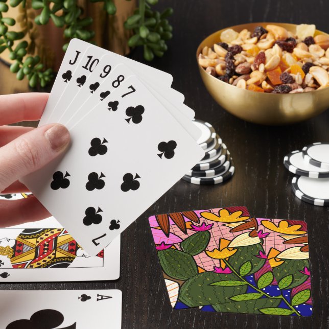 Abstract tropical leaves and flowers   poker cards (In Situ)