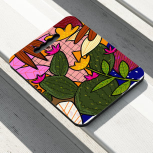 Abstract tropical leaves and flowers   seat cushion