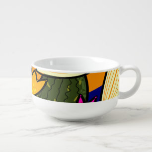 Abstract tropical leaves and flowers  soup mug