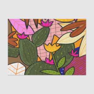 Abstract tropical leaves and flowers tissue paper