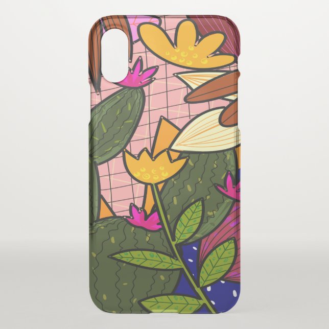 Abstract tropical leaves and flowers   uncommon iPhone case (Back)
