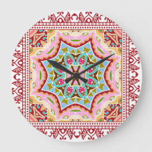 Abstract Tropical Leaves Diverse Pattern Large Clock