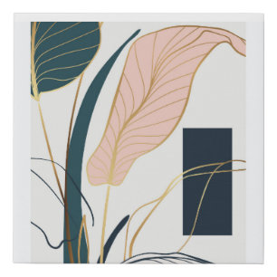 Abstract tropical leaves faux canvas print