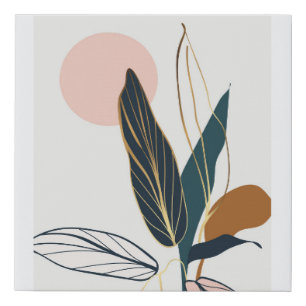 Abstract tropical leaves faux canvas print