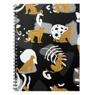 Abstract Tropical Leaves Leopard Pattern Notebook