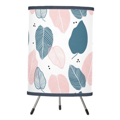 Abstract tropical leaves pattern tripod lamp