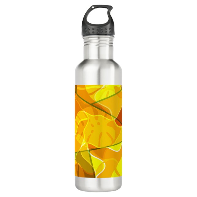 ABSTRACT TROPICAL LEAVES   STAINLESS STEEL WATER BOTTLE (Front)