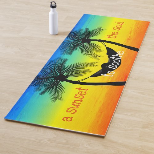 Abstract Tropical Life Palm Silhouette Hammock Yoga Mat