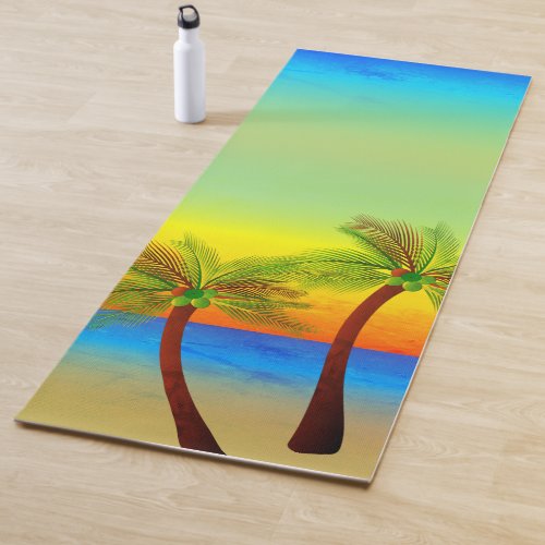 Abstract Tropical Life Palm Trees Seascape Yoga Mat