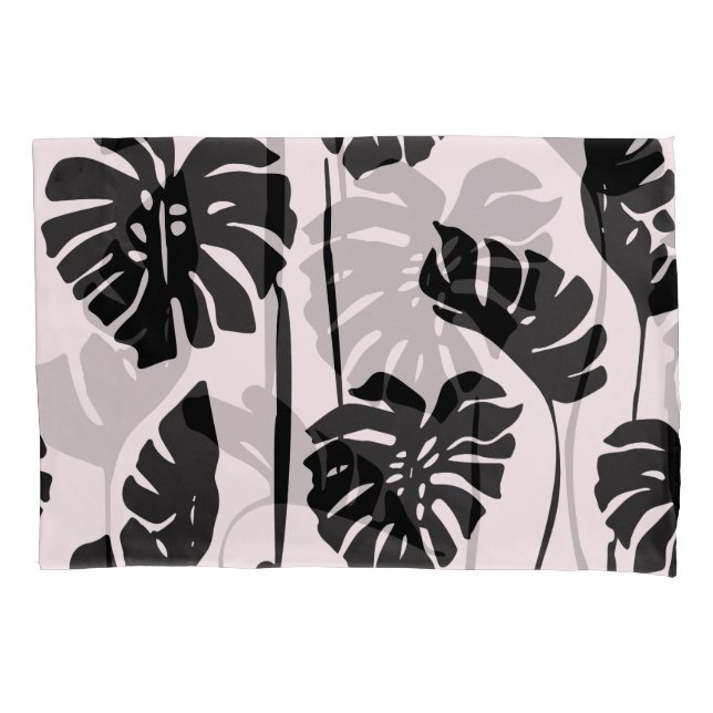 Abstract Tropical Monstera Palm Art Pillow Case (Front)