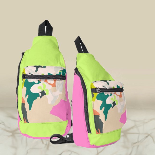 Abstract Tropical Orchids Modern Colorful  Sling Bag (Creator Uploaded)