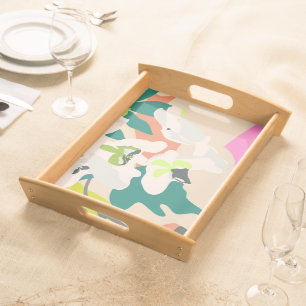 Abstract Tropical Orchids Modern Home Decor Serving Tray