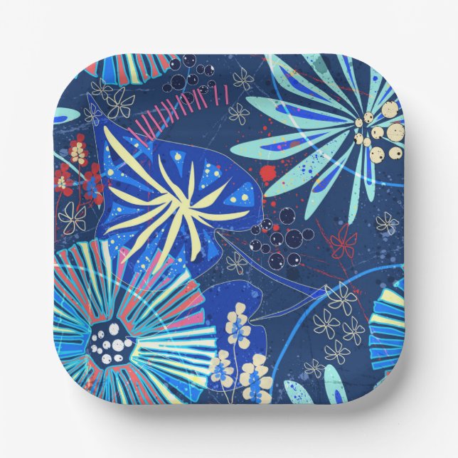 Abstract  tropical paper plates (Front)