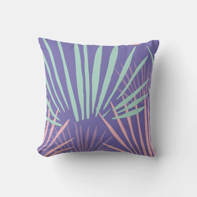 Abstract tropical plant pattern throw pillow (Front)