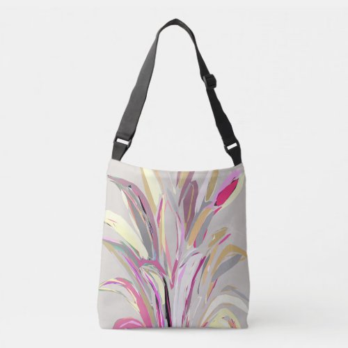 Abstract Tropical Plant Vector Art Style Crossbody Bag