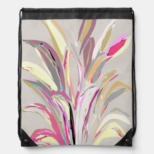 Abstract Tropical Plant Vector Art Style Drawstring Bag