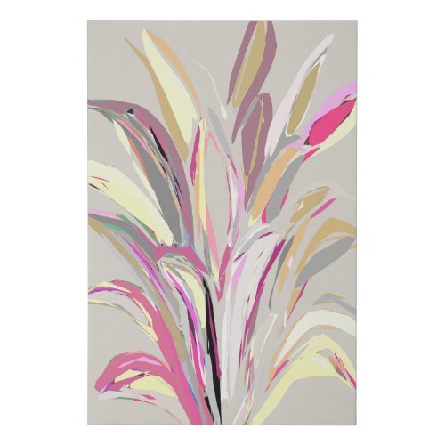 Abstract Tropical Plant Vector Art Style Faux Canvas Print