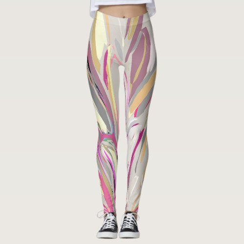 Abstract Tropical Plant Vector Art Style Leggings