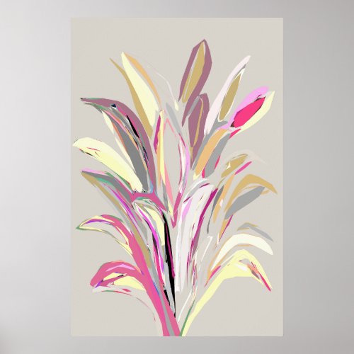 Abstract Tropical Plant Vector Art Style Poster