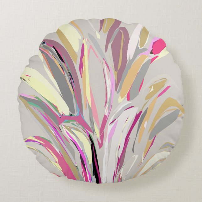 Abstract Tropical Plant Vector Art Style Round Pillow (Front)