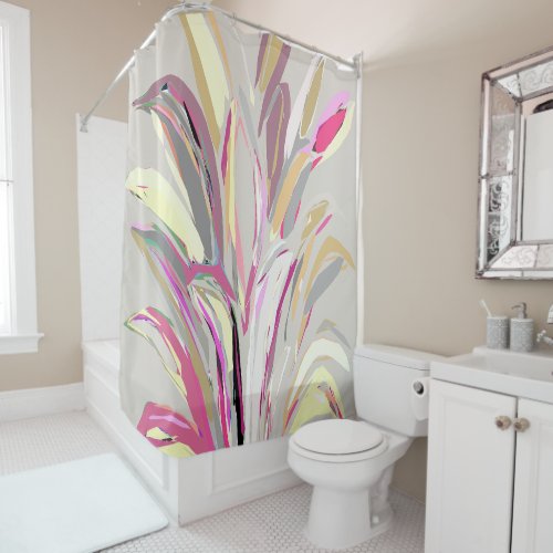 Abstract Tropical Plant Vector Art Style Shower Curtain