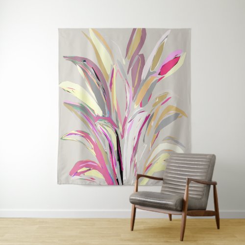 Abstract Tropical Plant Vector Art Style Tapestry