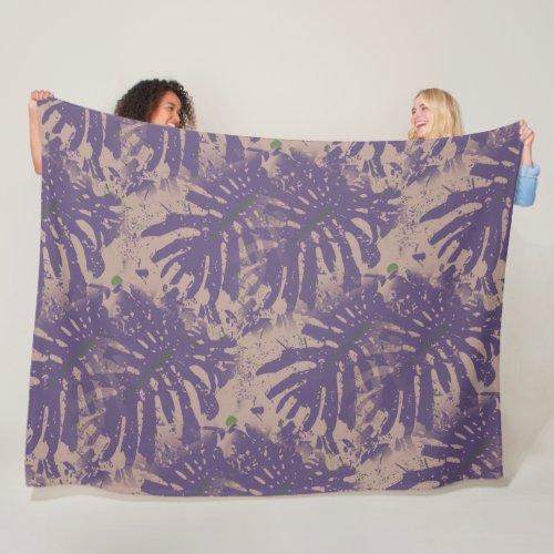 Abstract Tropical Plants Botanical Fleece Blanket