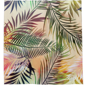 Abstract tropical plants pattern. Vintage illustra Shower Curtain