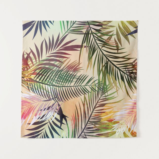 Abstract tropical plants pattern. Vintage illustra Tapestry (Front)