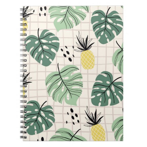Abstract tropical seamless pattern with palm leaf  notebook