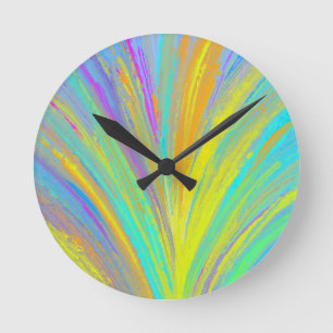 Abstract Tropical Summer Fun Round Clock