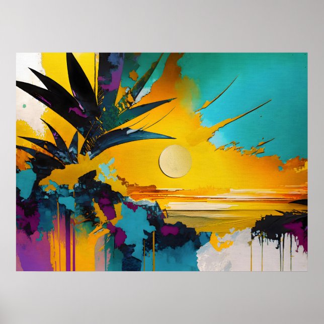 Abstract Tropical Sunset Explosion Poster (Front)
