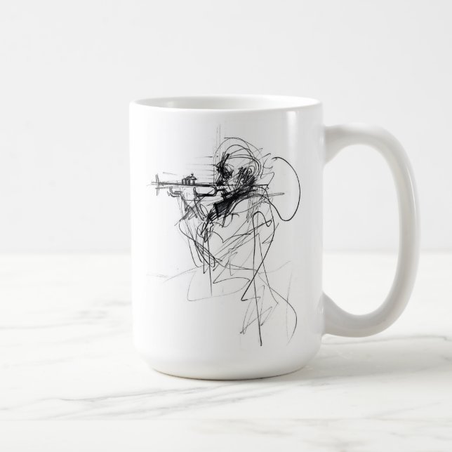 Abstract Trumpet Player Sketch Coffee Mug (Right)