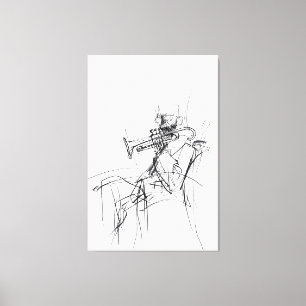 Abstract Trumpet Player Sketch - Premium Canvas Print