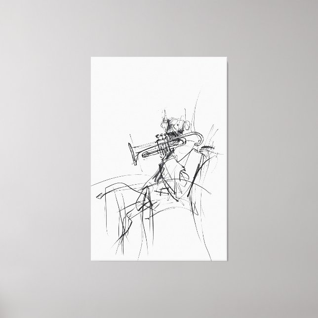 Abstract Trumpet Player Sketch - Premium Canvas Print (Front)