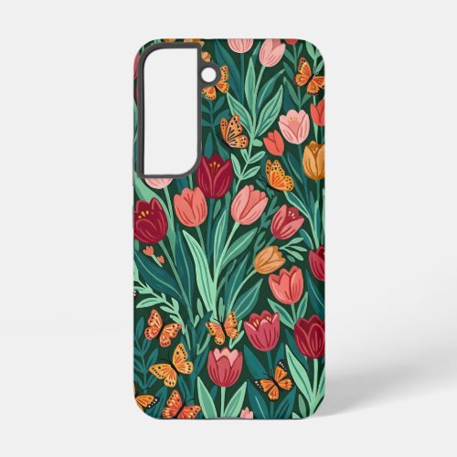 Abstract Tulips Butterflies Samsung Cases