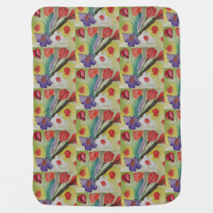 Abstract Tulips & Spring Flowers Baby Blanket