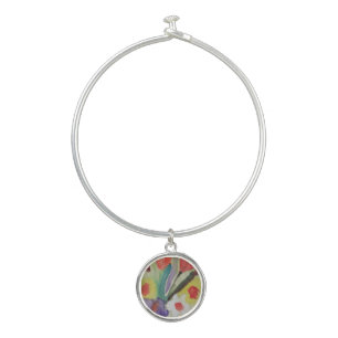 Abstract Tulips & Spring Flowers Bangle Bracelet