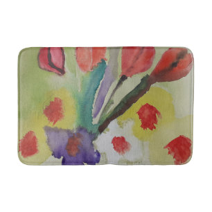 Abstract Tulips & Spring Flowers Bath Mat