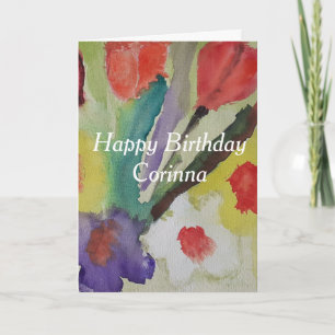 Abstract Tulips & Spring Flowers Birthday Card
