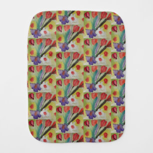 Abstract Tulips & Spring Flowers Burp Cloth