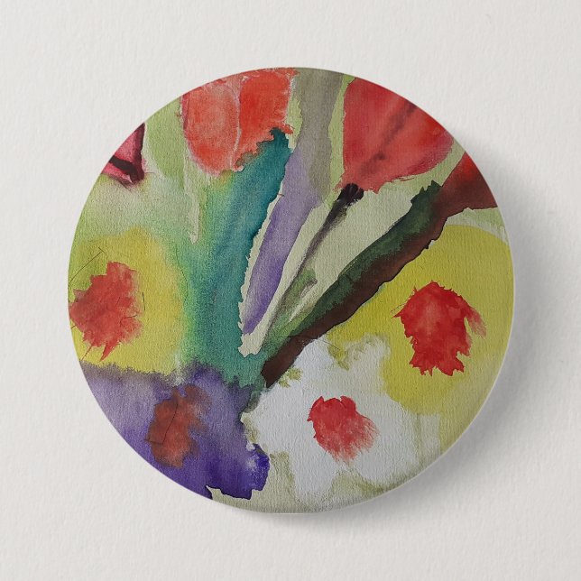 Abstract Tulips & Spring Flowers  Button (Front)