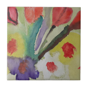 Abstract Tulips & Spring Flowers Ceramic Tile