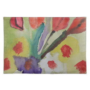 Abstract Tulips & Spring Flowers Cloth Placemat