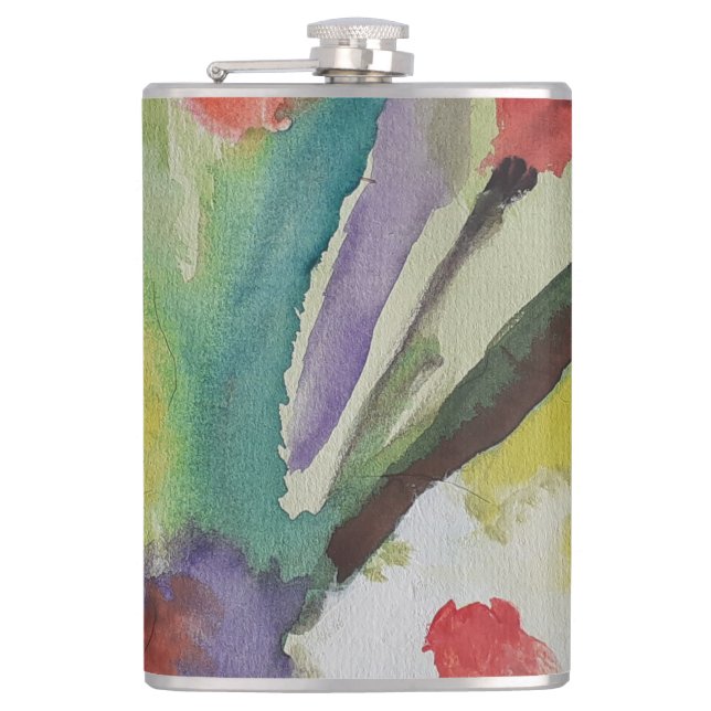 Abstract Tulips & Spring Flowers Flask (Front)